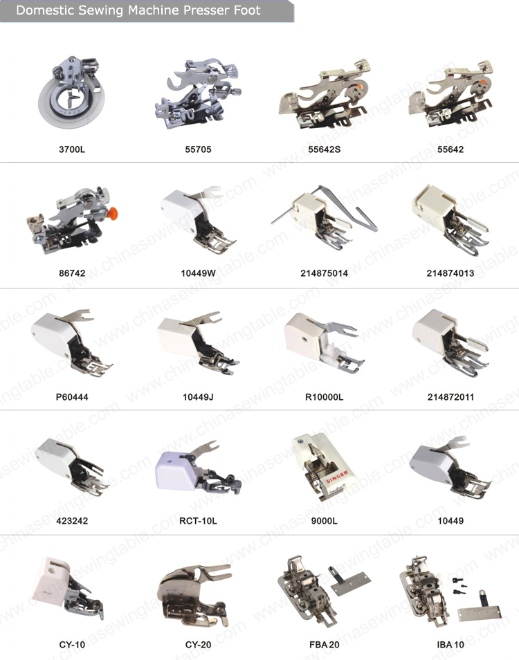Presser foot for domestic sewing machine Prensatelas para máquina de coser doméstica